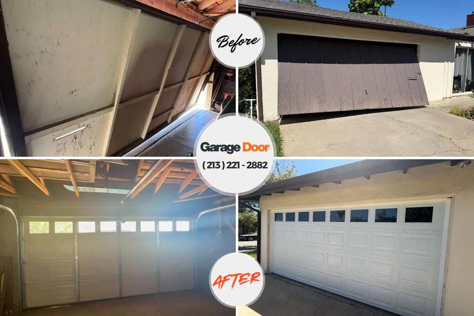 Before and after: garage door repair Lofall, WA